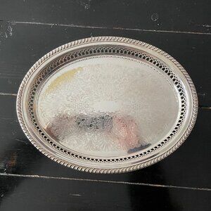 vintage silver plate large oval serving tray